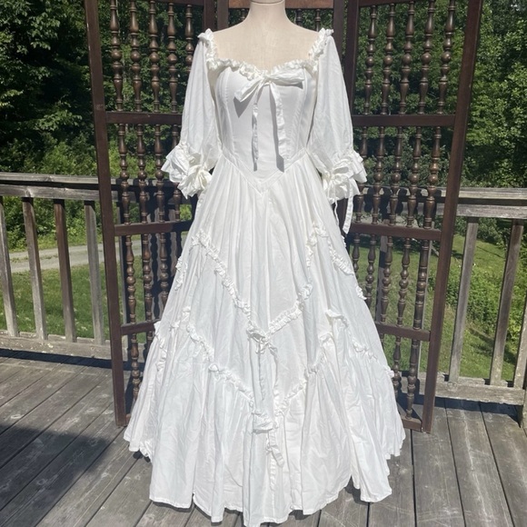 Laura Ashley Dresses & Skirts - RARE Laura Ashley Vintage 1984 White Meadow Decadence Bo Peep Wedding Dress Gown